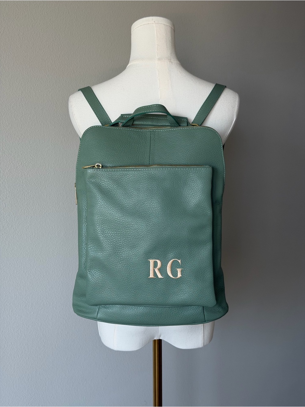 Borse in Pelle Dusty Mint Green Leather Backpack Made in Italy